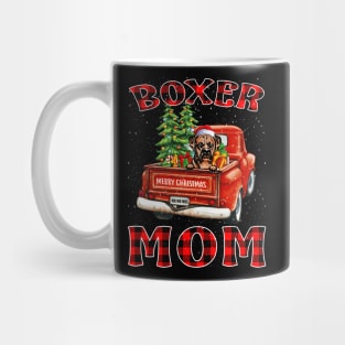 Christmas Boxer Mom Santa Hat Truck Tree Plaid Dog Mom Christmas Mug